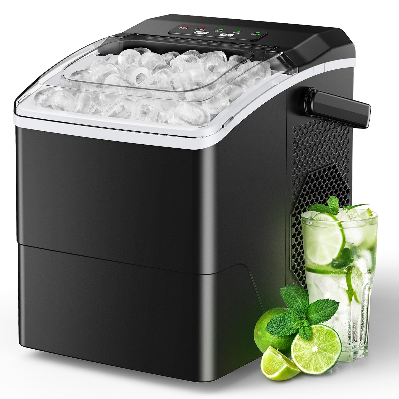 Silonn 26 lbs/Day Countertop Ice Maker Machine - Fast 6-Minute Ice, Self-Cleaning, Compact Portable Ice Maker for Home, Kitchen, Office & Parties (Black) - Perfect for Cocktails, Beverages & Outdoor Gatherings