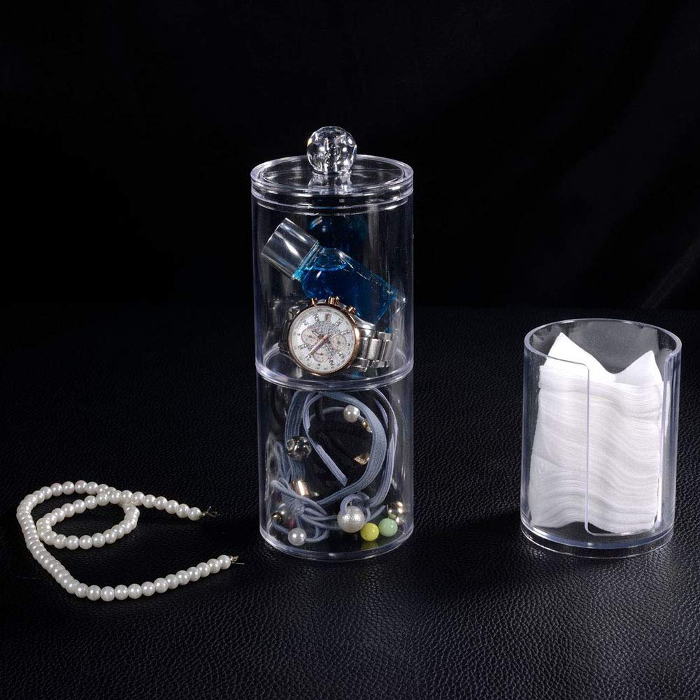 Clear Acrylic Makeup Organizer Set - 3-Piece Cotton Ball & Swab Holder for Bathroom Storage