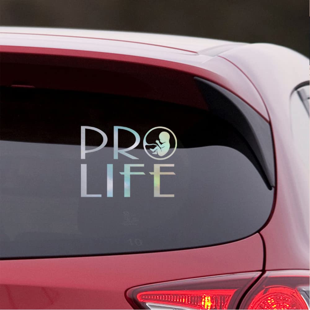 Premium Waterproof Vinyl Decal Stickers (Set of 2) - Baby Pro Life Holographic Design for Laptop, Phone, Helmet, Car Window, Bumper, Mug, Cup, Door & Wall Decoration - Perfect for Nursery, Kids Room, Office & Personal Accessories Customization