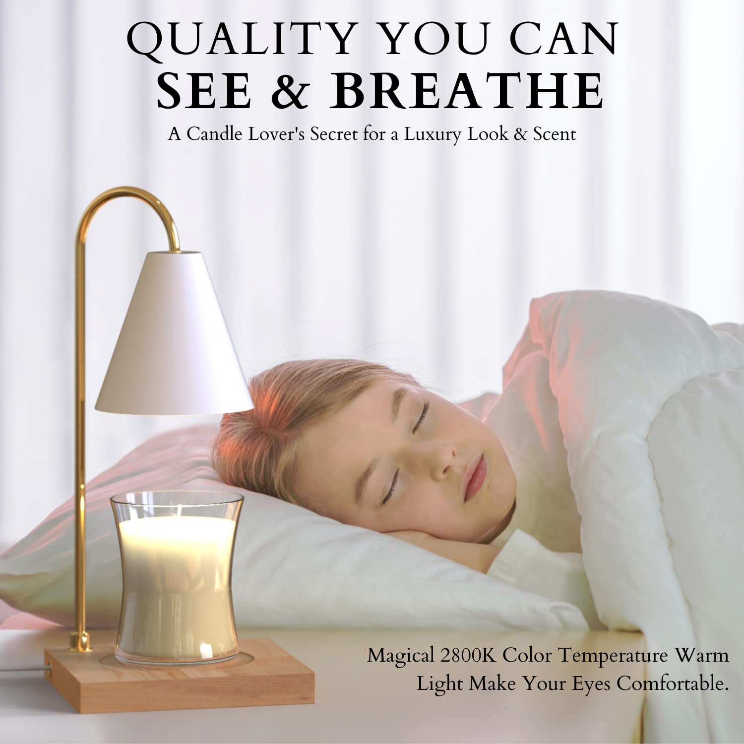 CozyBerry® Dimmable Candle Warmer Lamp with Timer - Yankee Candle Large Jar Compatible Melter for Scented Candles & Wax Melts - Perfect for Home, Office, Bedroom & Relaxation (Wood White)