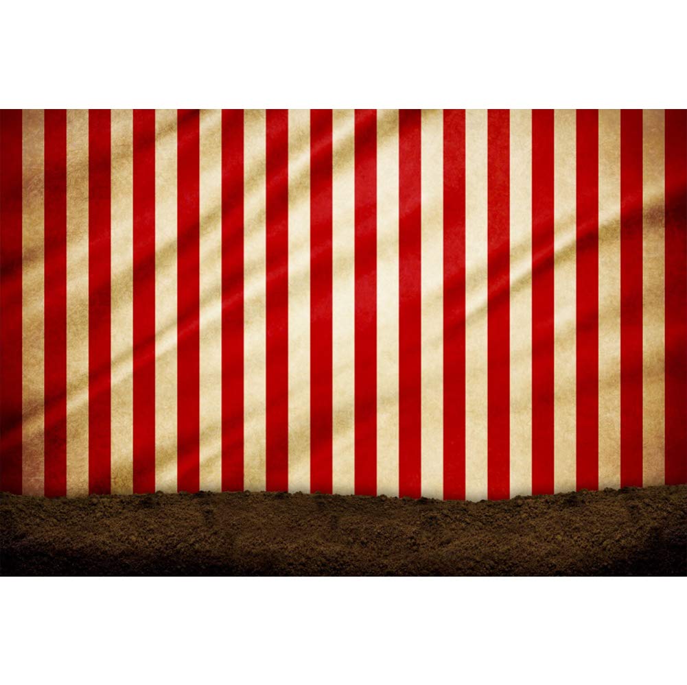 Leyiyi Red and White Striped Circus Backdrop - 20x10ft Magic Show Photography Background for Kids, Baby, Adults Portraits - Perfect for Studio Props, Birthday Parties, and Themed Events