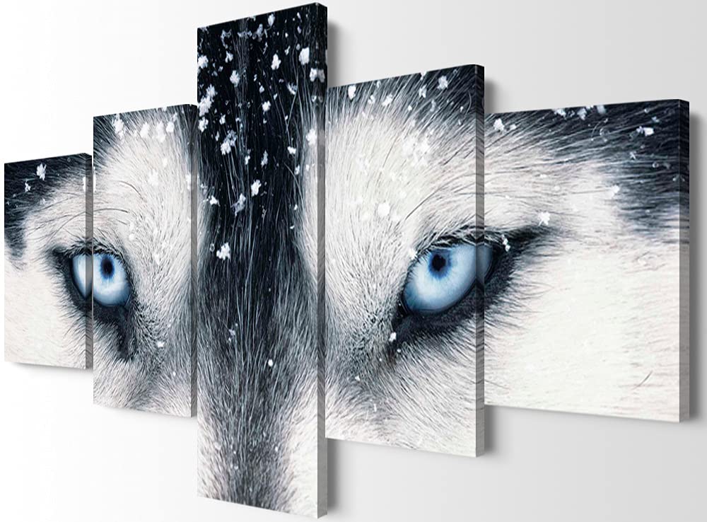 5-Piece Husky Dog Wall Art Canvas - Animal Paintings for Bedroom Decor (70