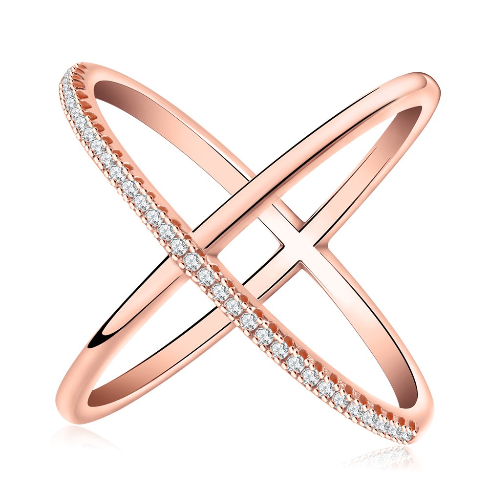 Ginger Lyne Infinity Ring - Crisscross Design with Micro Pave CZ Stones, Rose Gold or White Gold Plated, Size 7 - Perfect for Weddings, Anniversaries & Special Occasions