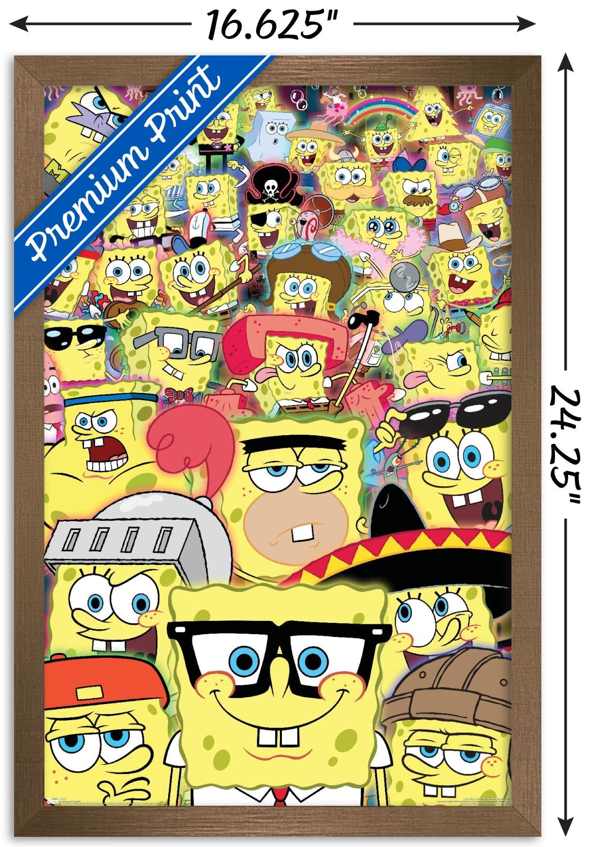 Trends International Nickelodeon SpongeBob SquarePants Disguise Wall Poster - 14.725 x 22.375 Inches, Bronze Framed Art Print - Perfect for Kids' Bedroom Decor, Game Room & Office Wall Art