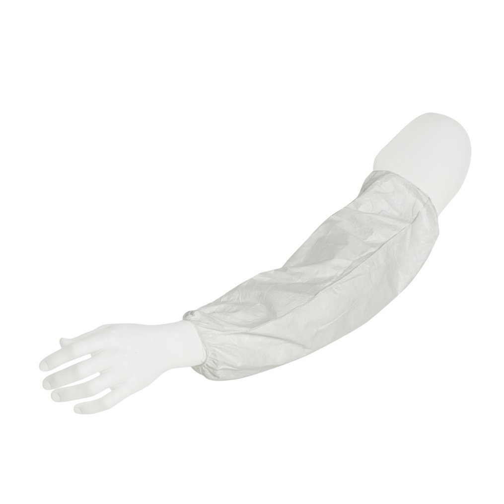 DuPont Tyvek 400 TY500S 18-Inch Disposable Protective Sleeves with Elastic Cuffs - White, Universal Size (Pack of 200) - Ideal for Laboratory, Cleanroom, Medical & Industrial Protection
