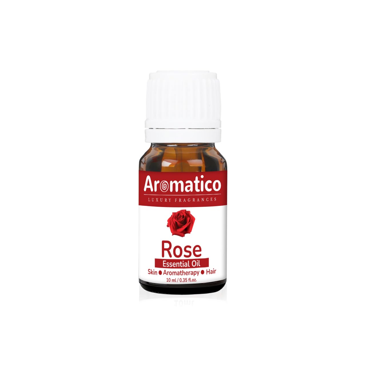 AROMATICO 100% Pure Rose Essential Oil for Aromatherapy, Stress Relief & Meditation | Natural Fragrance for Diffusers, Candles, Soaps | Promotes Relaxation & Focus | Perfect for Spa, Yoga & Home Use - 10ml Bottle
