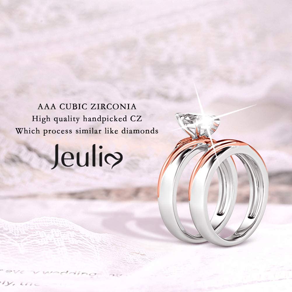 Jeulia 925 Sterling Silver Wedding & Engagement Rings for Women - 1.6ct Main Stone + 0.32ct Side Stones Bridal Set, Promise & Anniversary Rings | Perfect for Proposals, Weddings, Anniversaries & Special Occasions