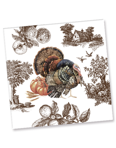 Premium Harvest Turkey Luncheon Napkins - 40 Count Disposable Thanksgiving Dinner Napkins for Holiday Parties, Family Gatherings & Autumn Table Decorations