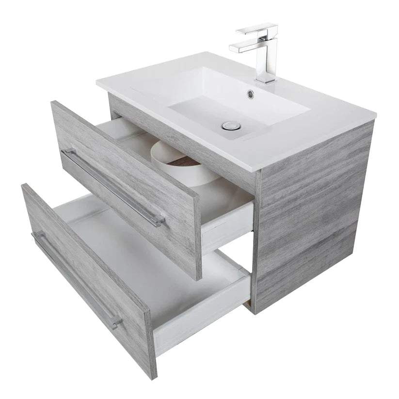 Cutler Kato 30 Inch Modern Wall Mount Bathroom Vanity with Sink - SOHO30 Collection for Small Space & Contemporary Home Decor | Perfect for Apartments, Condos and Powder Rooms