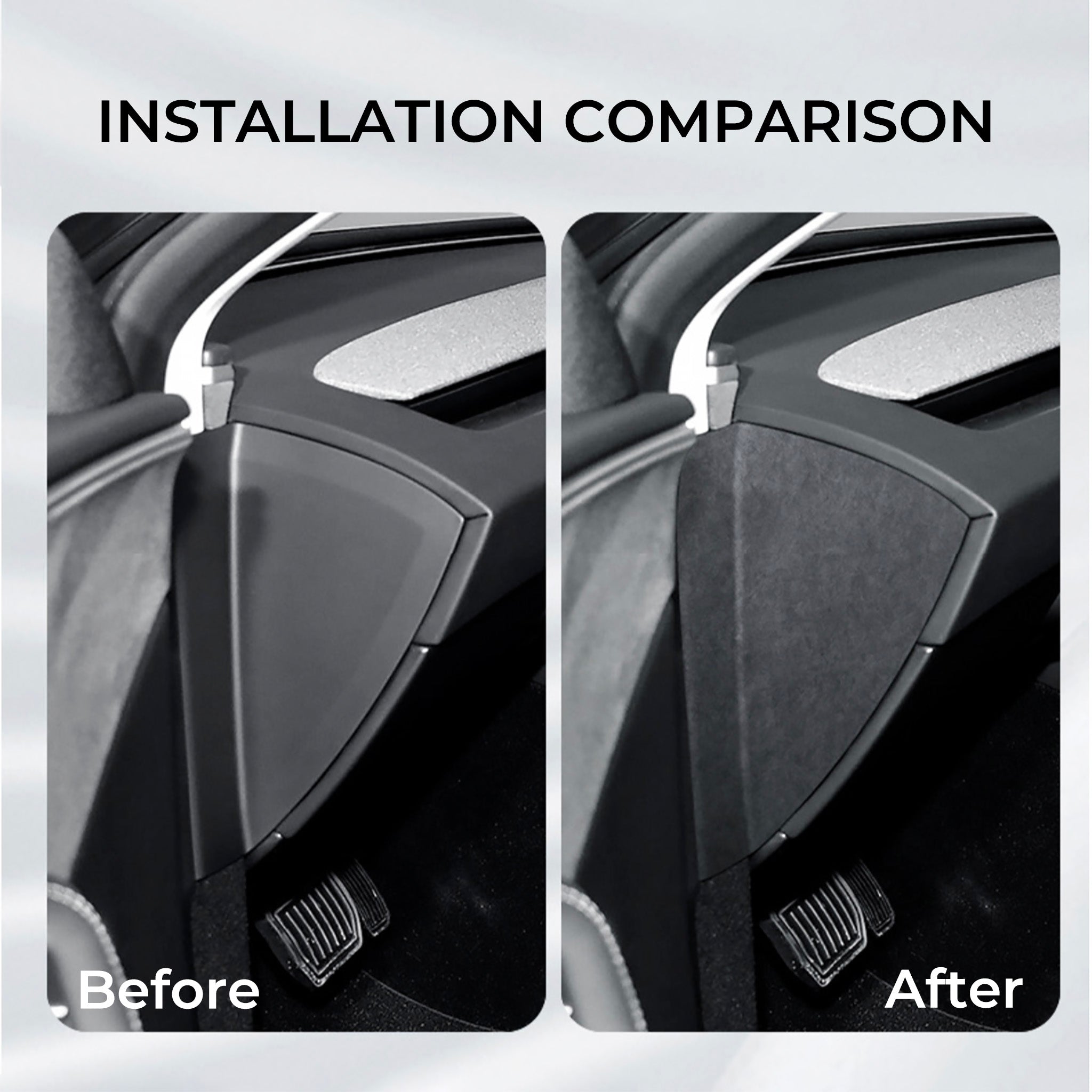 Tesla Alcantara Dash Side Panel Cover Trim for 2024+ Model 3 Highland - Premium Interior Upgrade for Enhanced Comfort & Style | Perfect for Daily Commutes & Road Trips