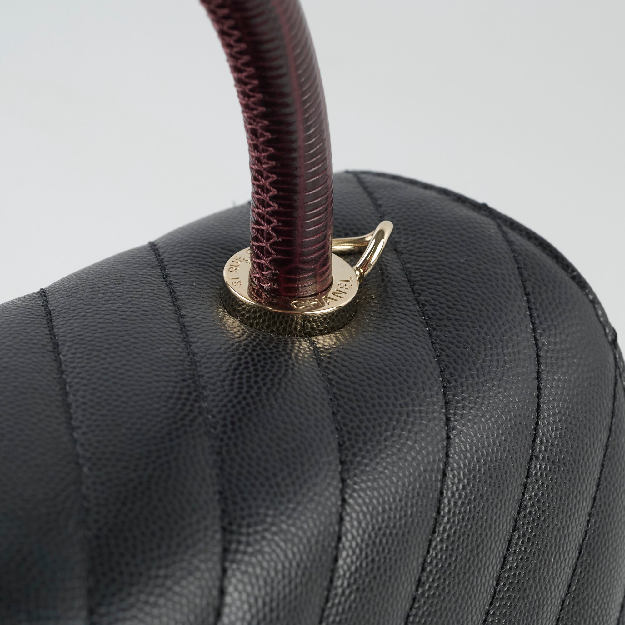 Chanel Medium Coco Handle Bag - Black Chevron Leather with Lizard Top Handle | Luxury Designer Handbag for Women, Perfect for Work, Parties & Special Occasions