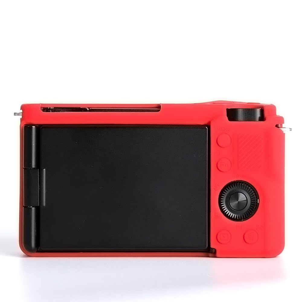 Pocoukate Soft Silicone Slim Fit Camera Case Cover for Sony ZV-E10/ZV-E10L - Red Vlog Style Protection with Screen Protector | Perfect for Travel, Outdoor Shooting & Daily Camera Care