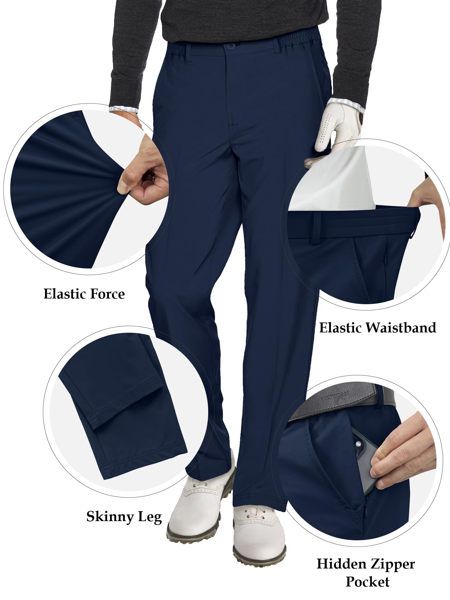 Comdecevis Men's Slim Fit Stretch Dress Pants - Business Casual & Golf Pants with Expandable Waistband | Perfect for Office, Weddings & Outdoor Activities