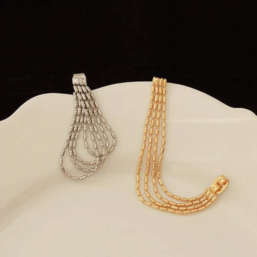Gold and Silver Tassel Chain Drop Earrings QT2011 | Elegant Dangle Jewelry for Women | Perfect for Parties, Weddings & Date Nights