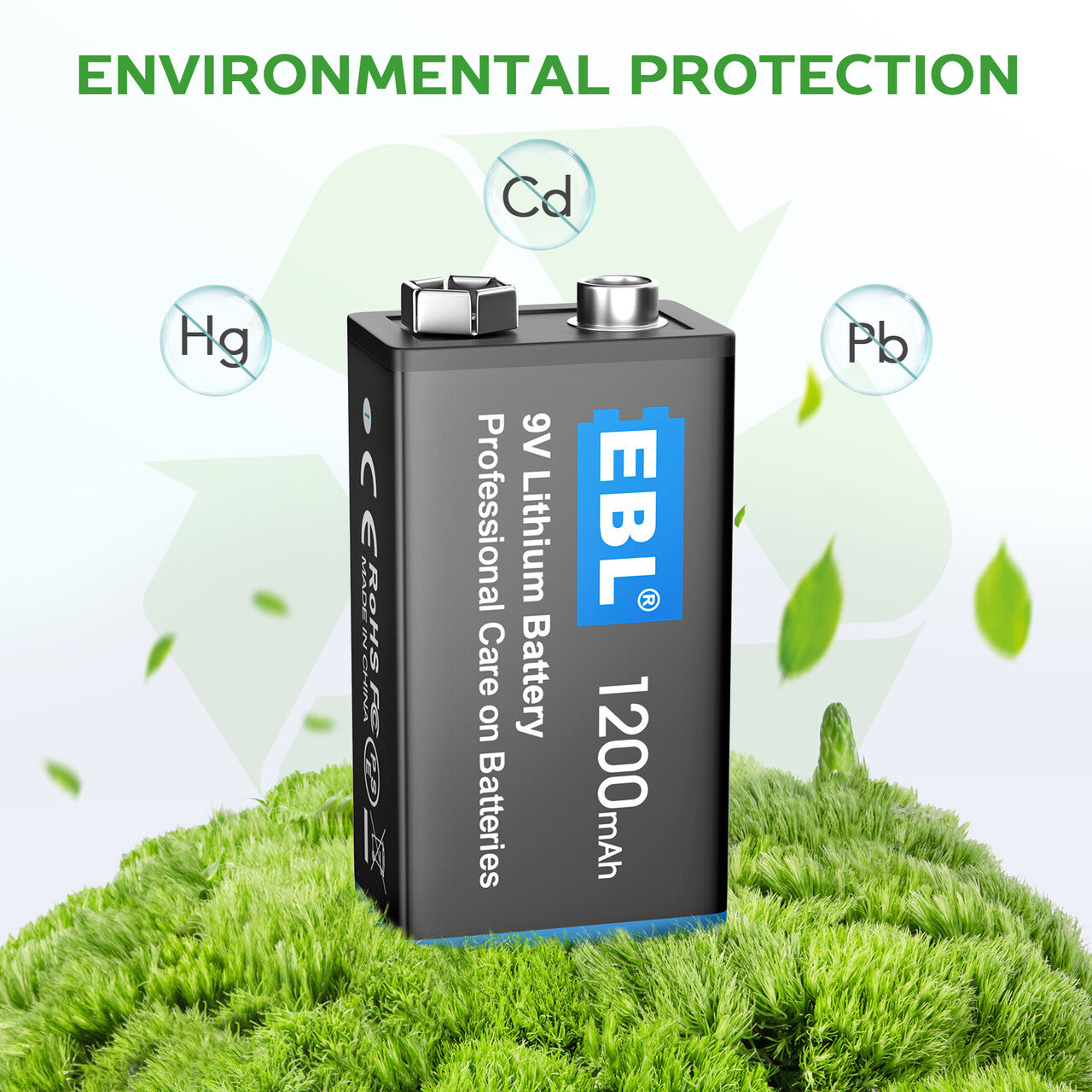 EBL 9V Lithium Non-Rechargeable Batteries 1200mAh - Long-Lasting Power for Smoke Detectors, Toys, and Medical Devices