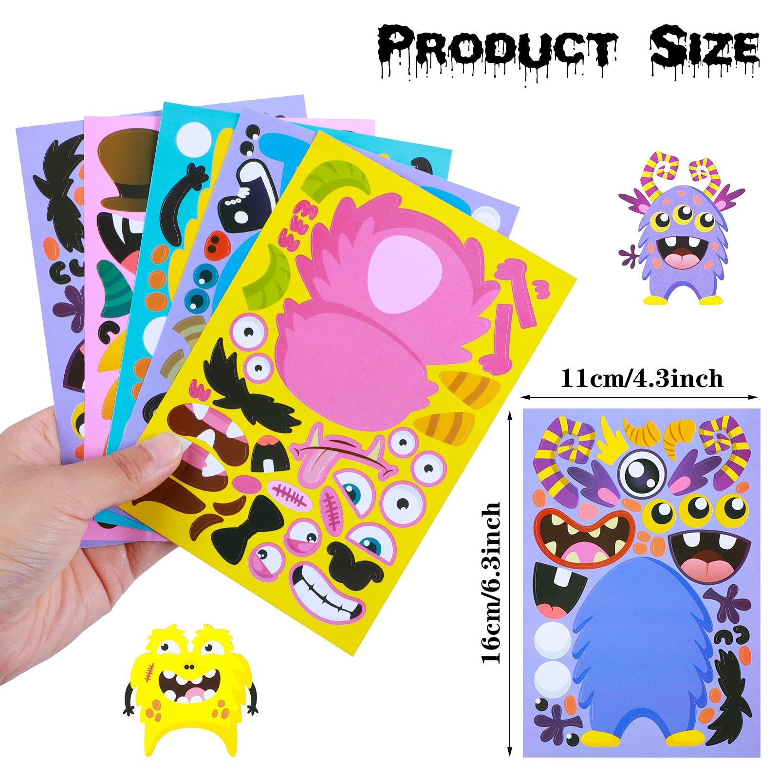 48-Piece Halloween Stickers for Kids - DIY Craft Stickers, Party Games & Birthday Favors - Perfect for Halloween Parties, Classroom Activities & Scrapbooking Projects