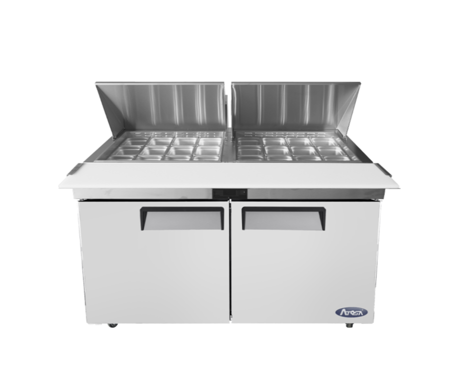 2 Door Commercial Sandwich Prep Table Refrigerator - 72