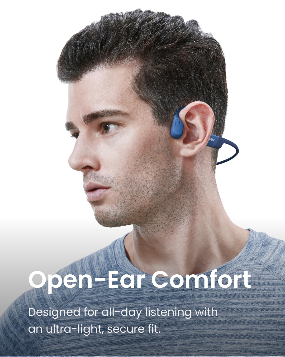 SHOKZ OpenRun (AfterShokz Aeropex) Open-Ear Bluetooth Bone Conduction Sports Headphones - Sweatproof Wireless Workout Headset with Built-in Mic for Running, Cycling, Gym & Outdoor Activities