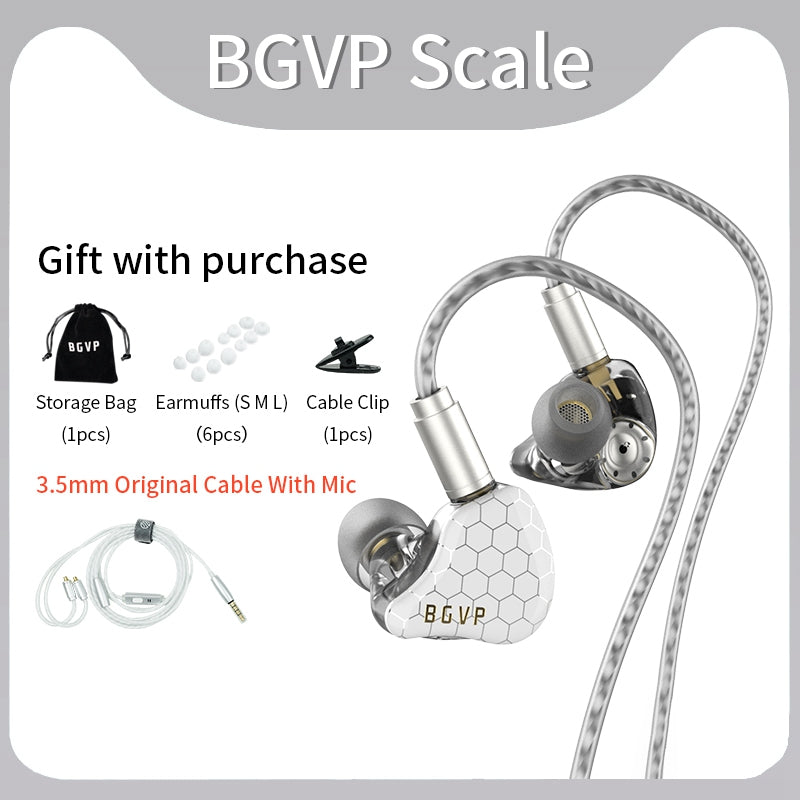BGVP Scale Pro Hybrid Driver In-Ear Monitors with 1DD + 1BA for Audiophiles - Perfect for Music, Gaming & Studio Monitoring