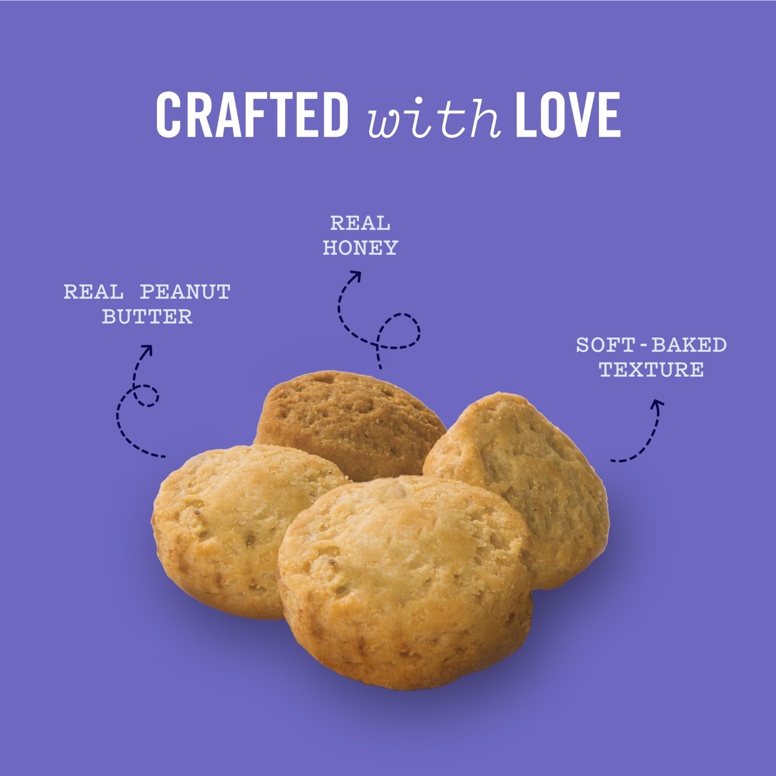 Three Dog Bakery Peanut Butter & Honey Bites - Healthy Dog Training Treats for Puppies & Adult Dogs, All-Natural Biscuit Snacks, Mess-Free Rewards for Obedience & Crate Training | Perfect for Home, Travel & Outdoor Adventures