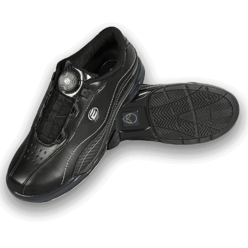 Elite Men’s Predator Black/Carbon Right Hand Bowling Shoes - Premium Performance for Competitive Bowlers & League Play