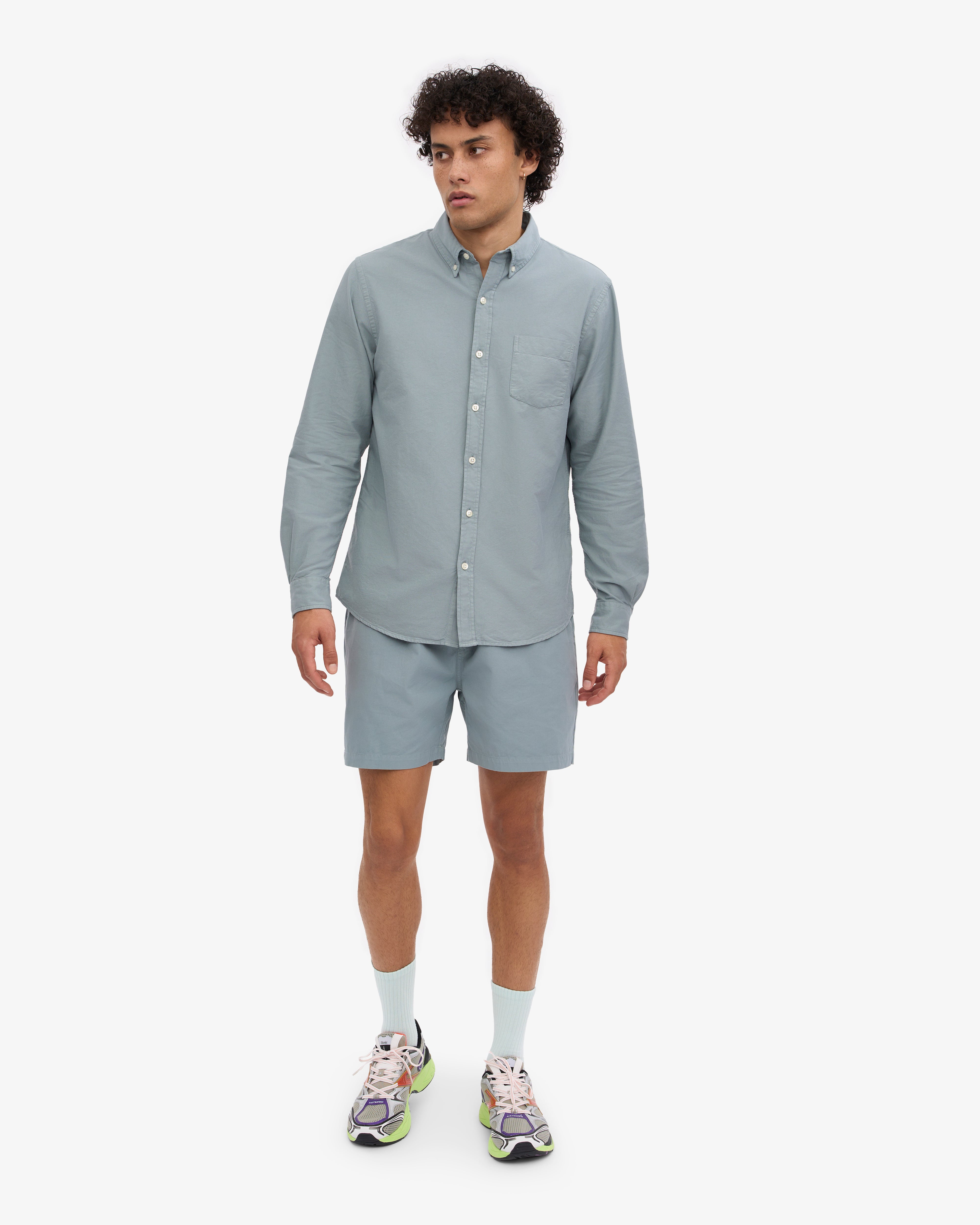 Organic Cotton Button Down Shirt for Men - Soft Steel Blue Casual Dress Shirt - Perfect for Office, Business Meetings & Smart Casual Outfits