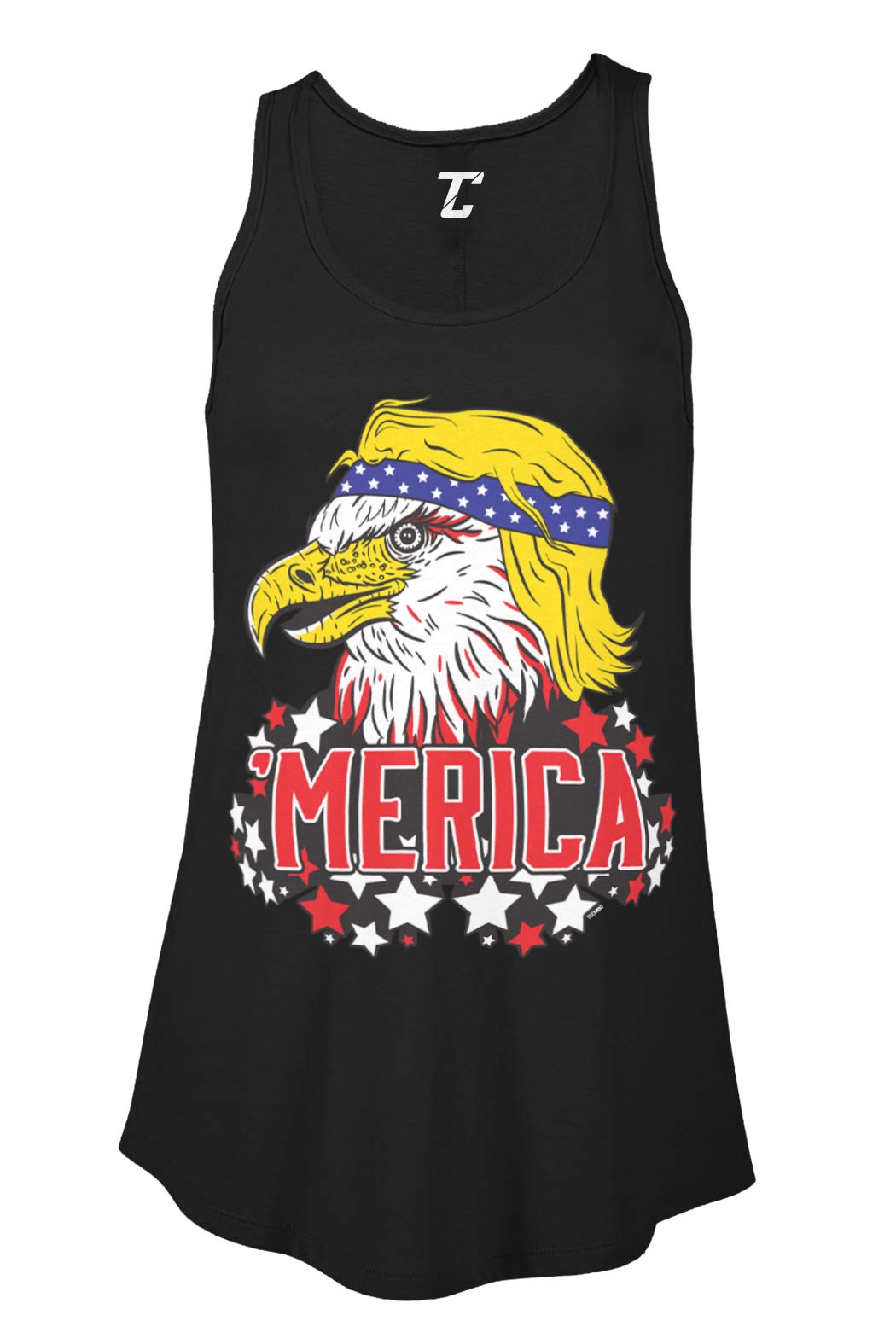 Funny Mullet Parody USA Women's Flowy Tank Top - Merica Eagle Design | Patriotic Graphic Tee for 4th of July, Summer Parties & Casual Outfits