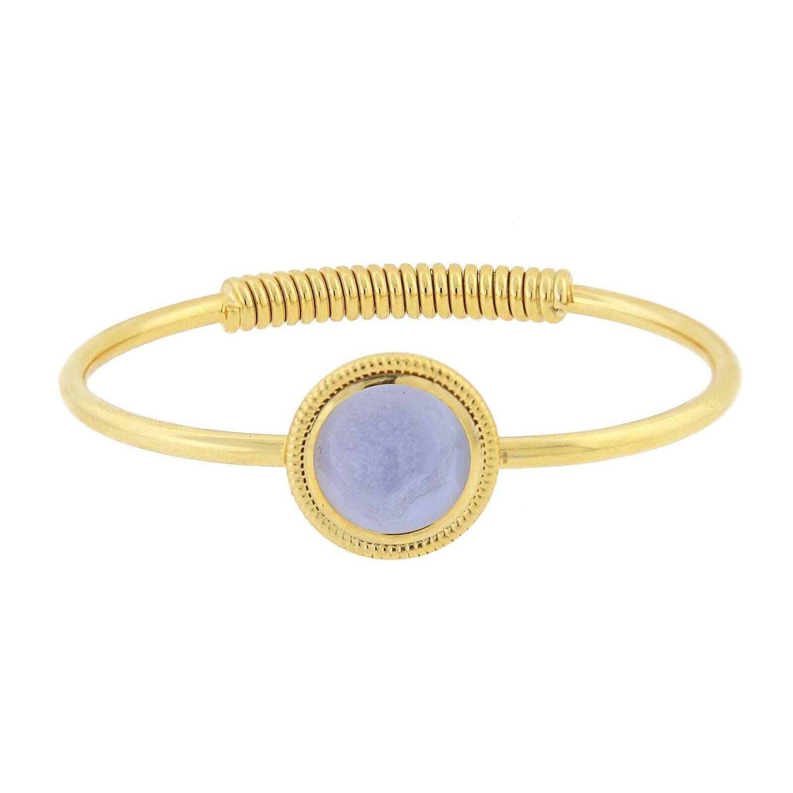 14K Gold Dipped Gemstone Spring Hinge Bracelet for Women - Elegant 1928 Jewelry Collection - Perfect for Weddings, Parties & Everyday Wear