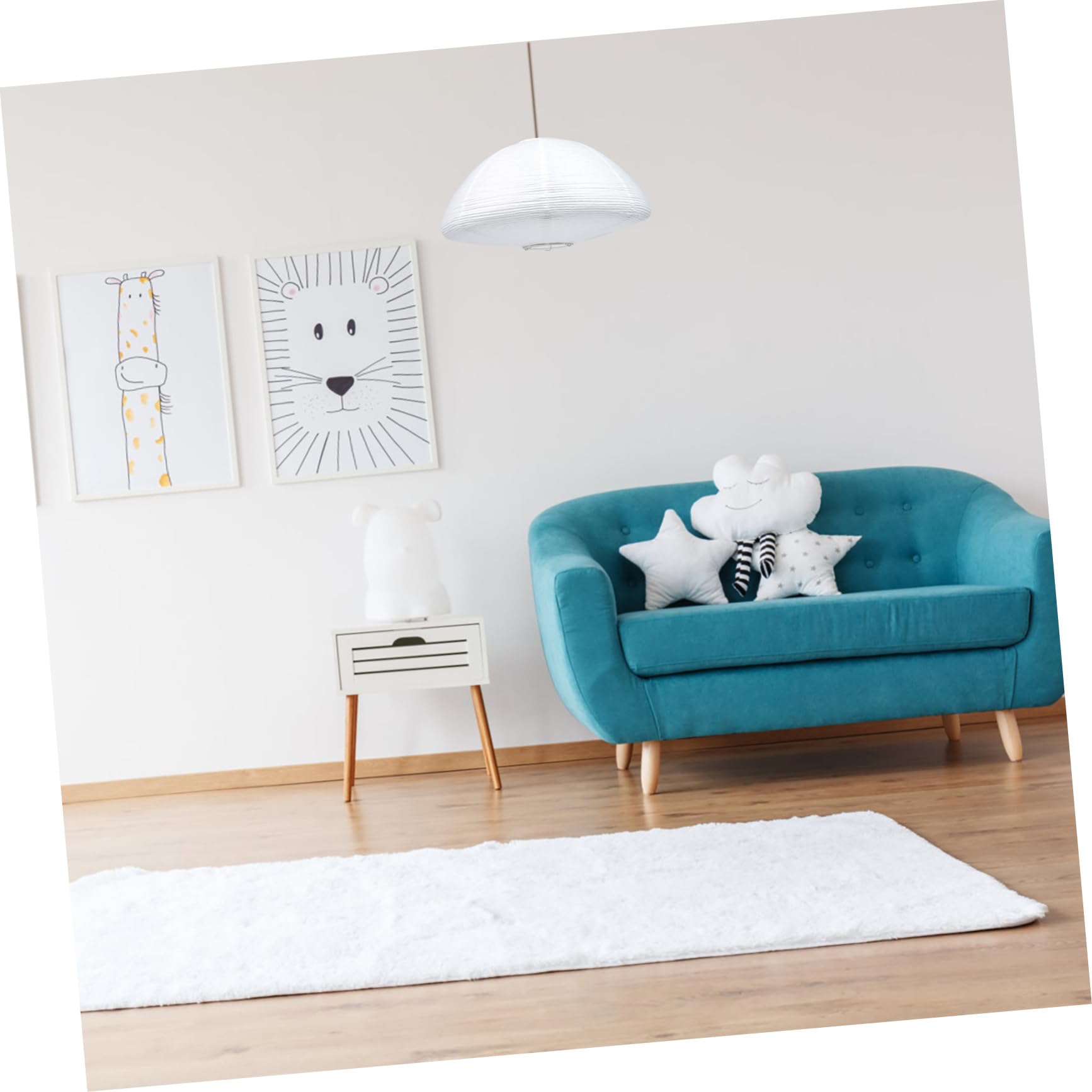 White Mushroom Shaped Paper Lamp Shade - Hanging Ceiling Light Cover, Rice Paper Chinese Japanese Style Lantern for Bedroom, Living Room, Restaurant Decor