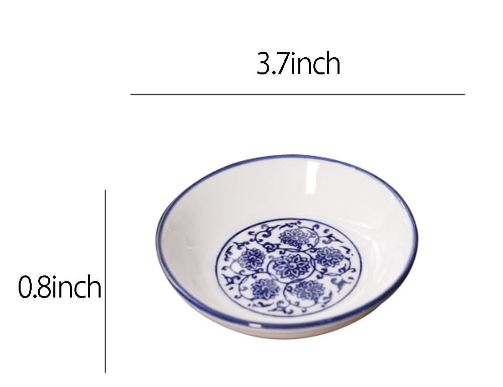 Blue and White Ceramic Appetizer Plates - Small Serving Dishes for Seasoning, Desserts, Snacks - Perfect for Parties, Tea Time, and Home Dining Decor