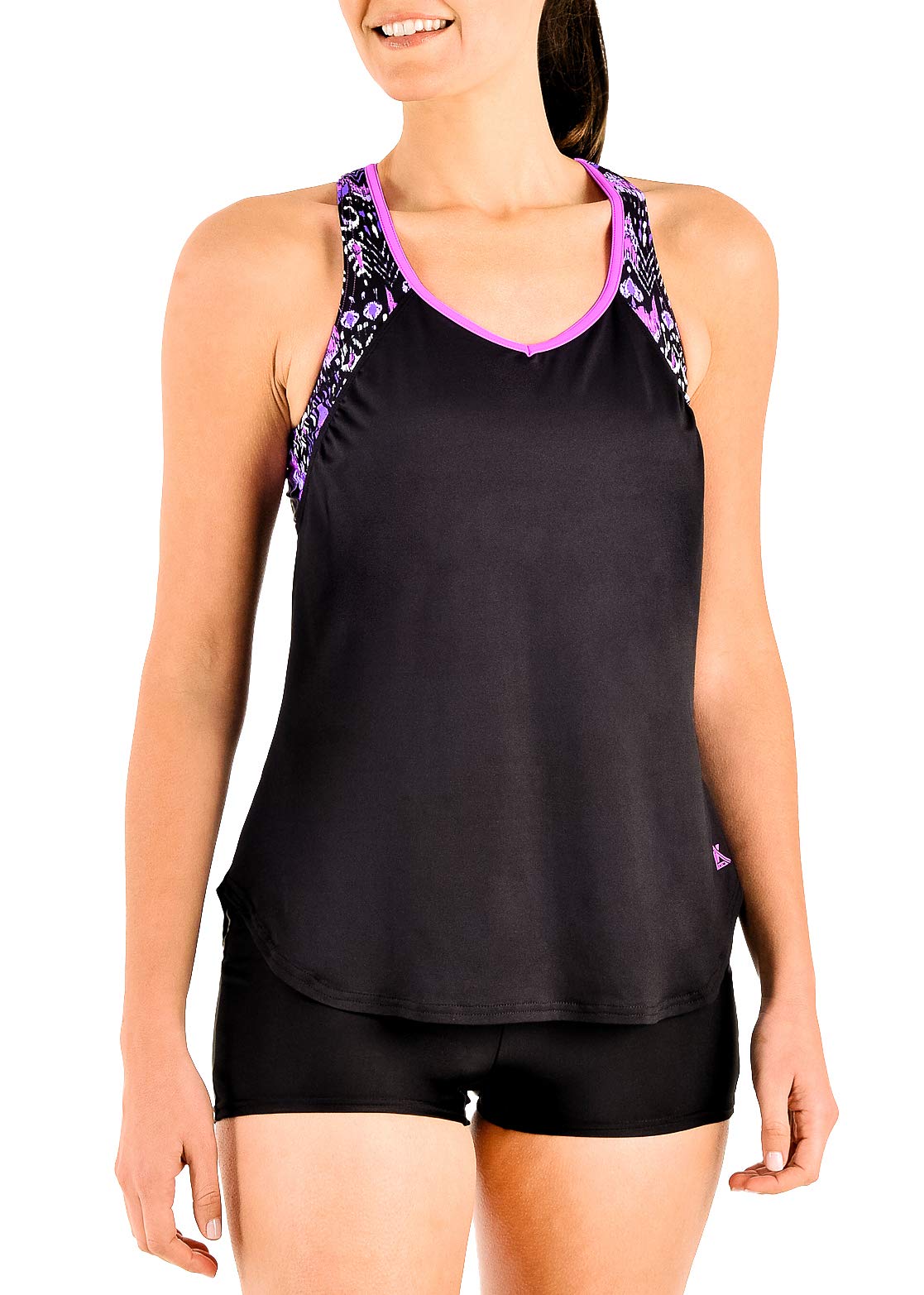 ZeroXposur Women's Tankini Top & Boyleg Short Swimwear Set - UPF 50+ Sun Protection, Quick Dry Bathing Suits with Swim Shorts for Beach, Pool & Water Sports