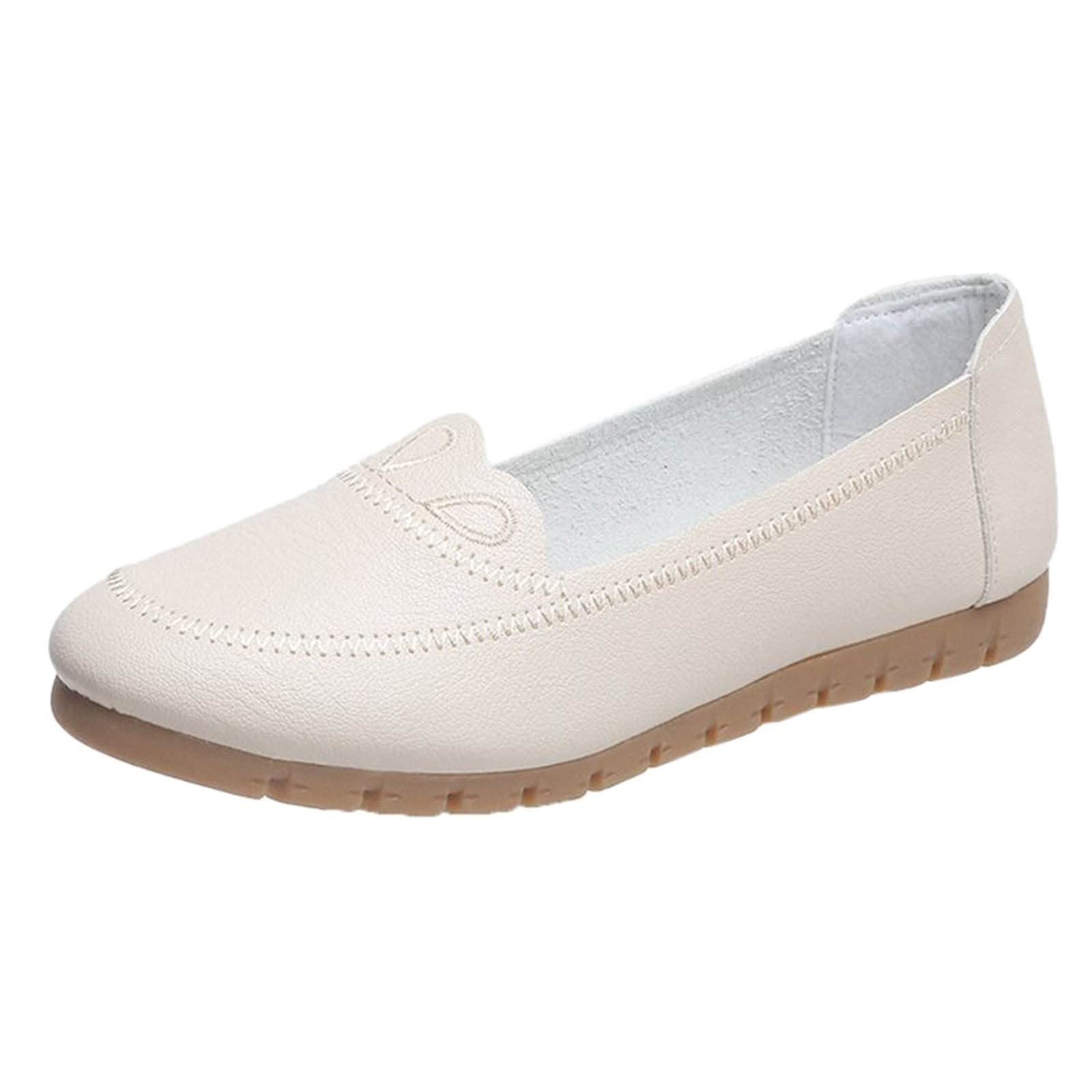 RUIY Women's Breathable Lace-Up Flats - Lightweight Casual Work Shoes for Women & Men | Unisex Sporty Comfort Shoes in Beige | Perfect for Office, Walking & Everyday Wear