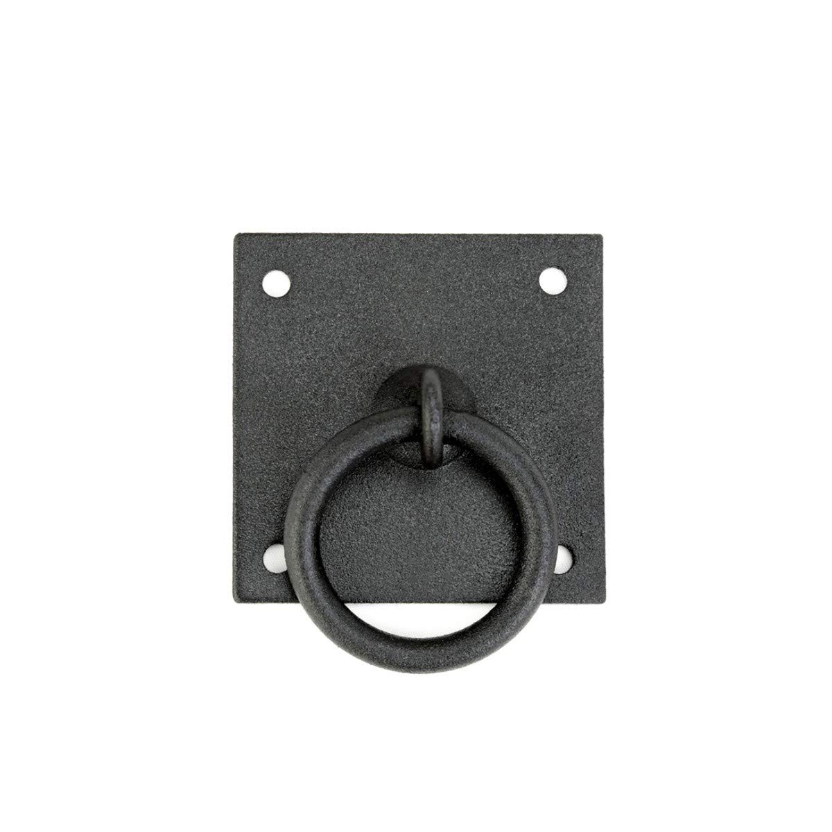 Black Wrought Iron Ring Cabinet Pulls 2.26 Inch - Vintage Drawer Handles with Mounting Hardware - Perfect for Kitchen Cabinets, Bathroom Vanities & Furniture Restoration