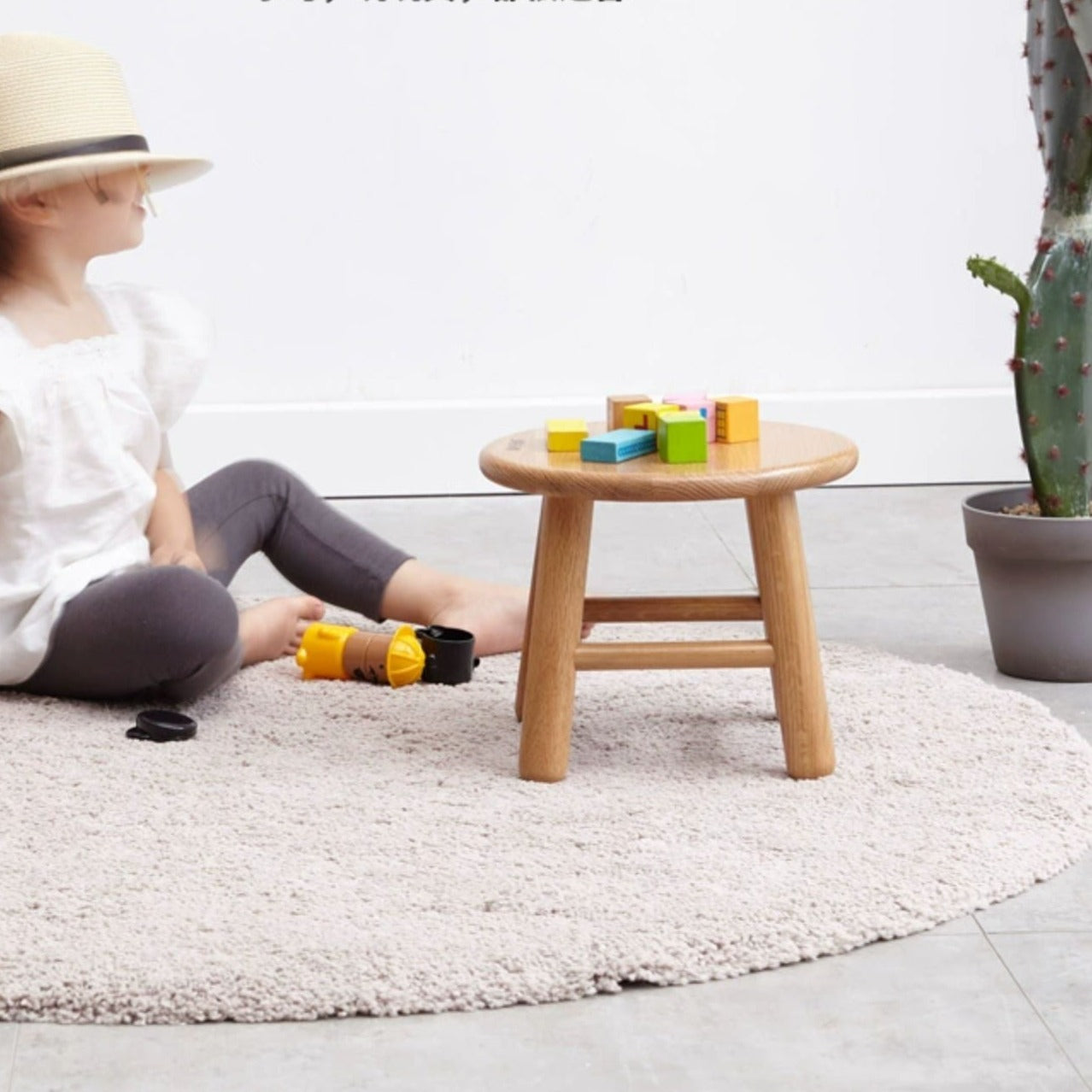 Solid Oak and Beech Wood Small Stool - Handcrafted Wooden Footstool, Side Table or Decorative Accent for Living Room, Bedroom, Nursery