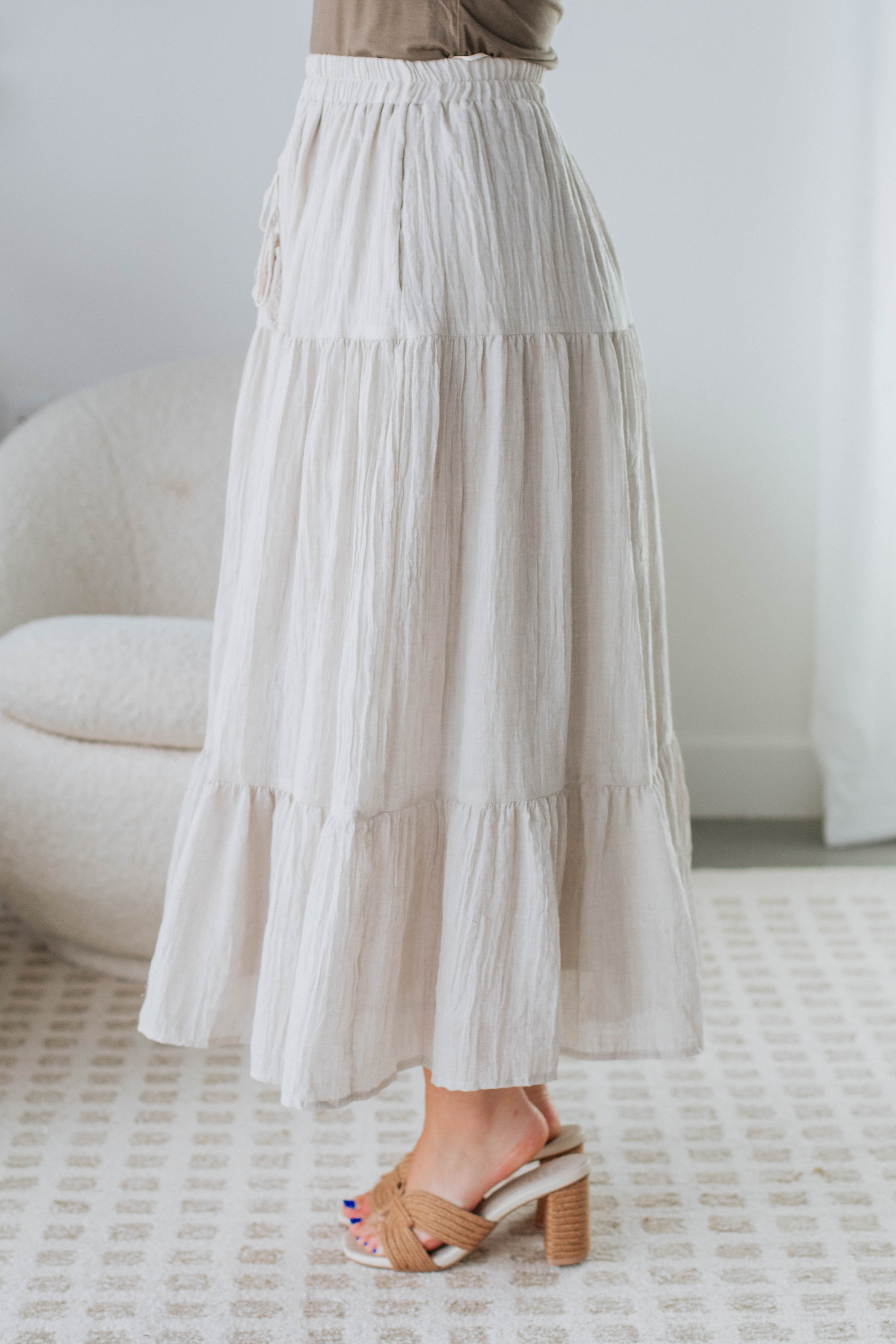 Annmarie Midi Skirt for Women - Flowy A-Line Summer Skirt with Pockets | Perfect for Casual Outfits, Beach Vacations & Office Wear