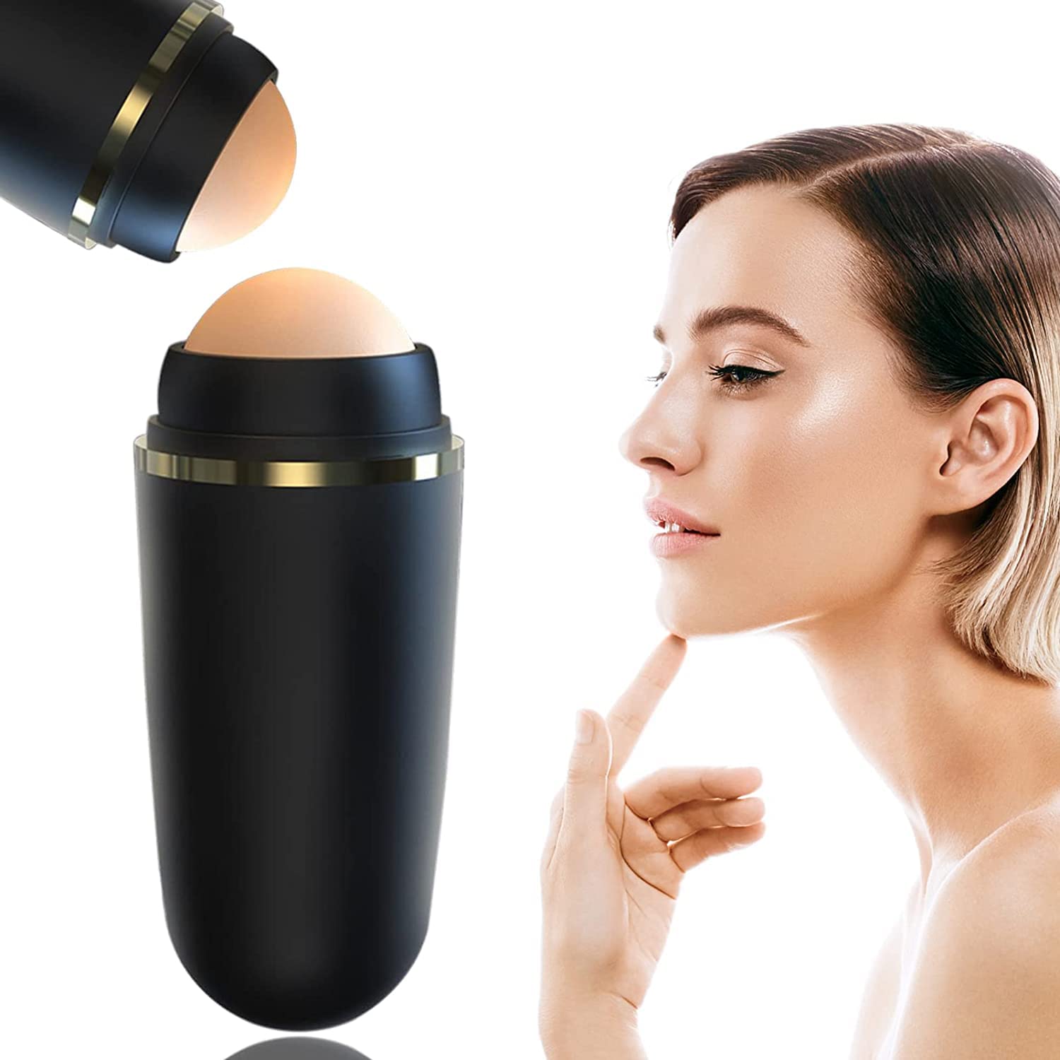 Lucario Volcanic Stone Facial Roller for Oily Skin - Oil Absorbing & Control Roller - Natural Pore Cleansing & Shine Reduction - Perfect for Daily Skincare & Makeup Prep