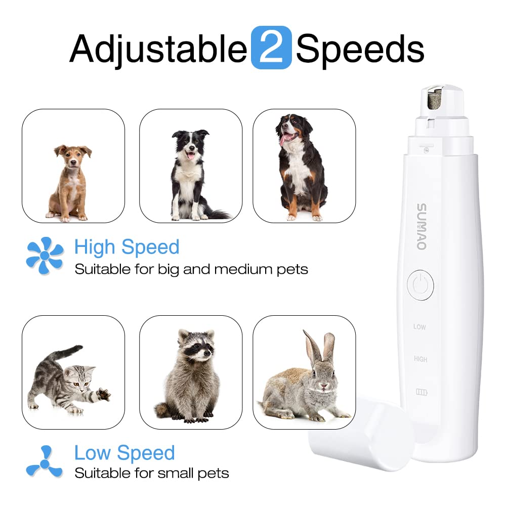 Rechargeable Electric Dog Nail Grinder & Trimmer - Painless Pet Nail Clipper for Small Medium Large Dogs & Cats (White) | Safe & Quiet Grooming Tool for Puppies, Kittens & Pets at Home