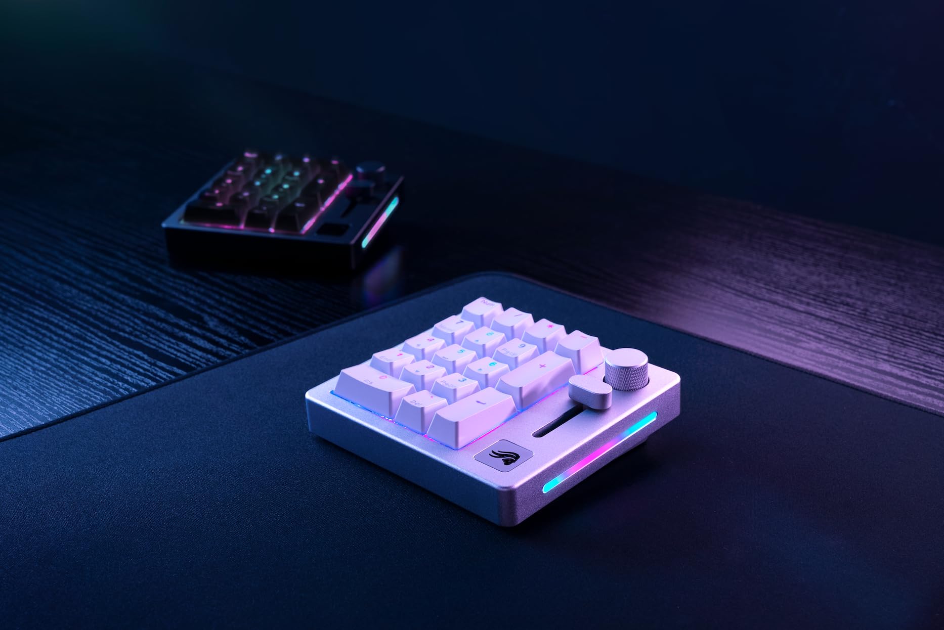 Glorious GMMK Macro Numpad - Wired & Wireless Bluetooth Mechanical Keypad, Premium Aluminum Frame, Customizable Knob & Slider, RGB Backlit, Linear Switches, 18 ABS Doubleshot Keycaps (Ice White) - Perfect for Gaming, Programming & Office Work