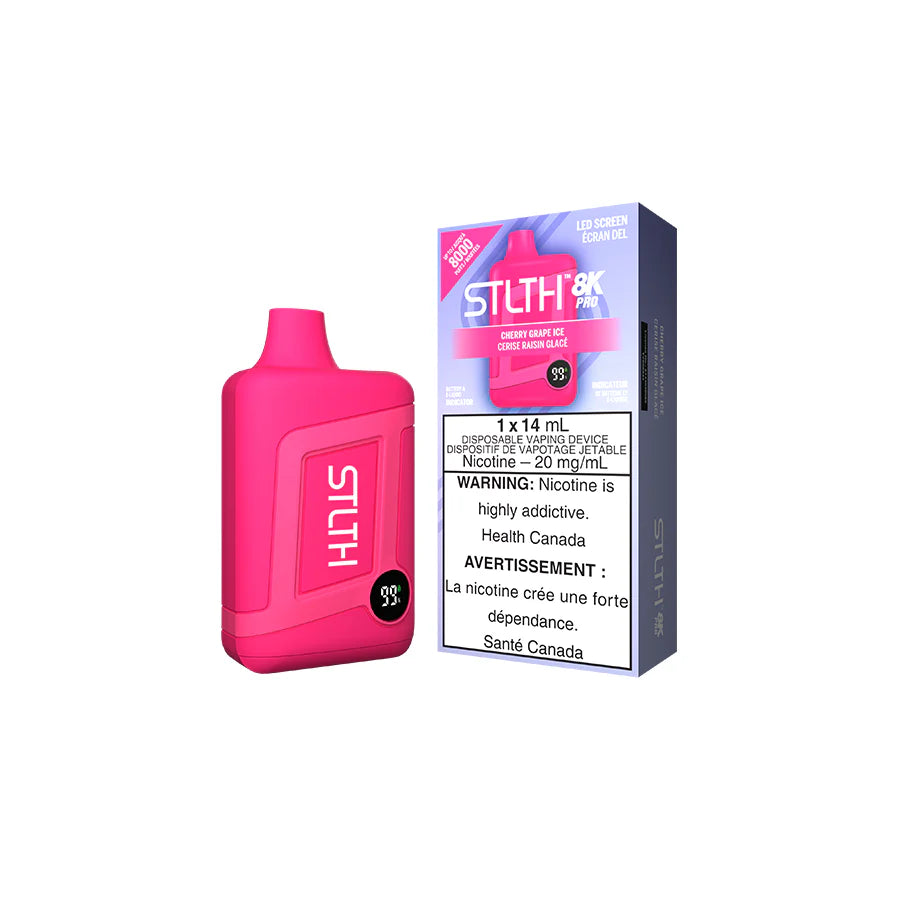 STLTH 8K Pro Disposable Vape Pen - Cherry Grape Ice Flavor | 8000 Puffs | Premium Vaping Experience for Adults | Perfect for Travel, Parties & Relaxation