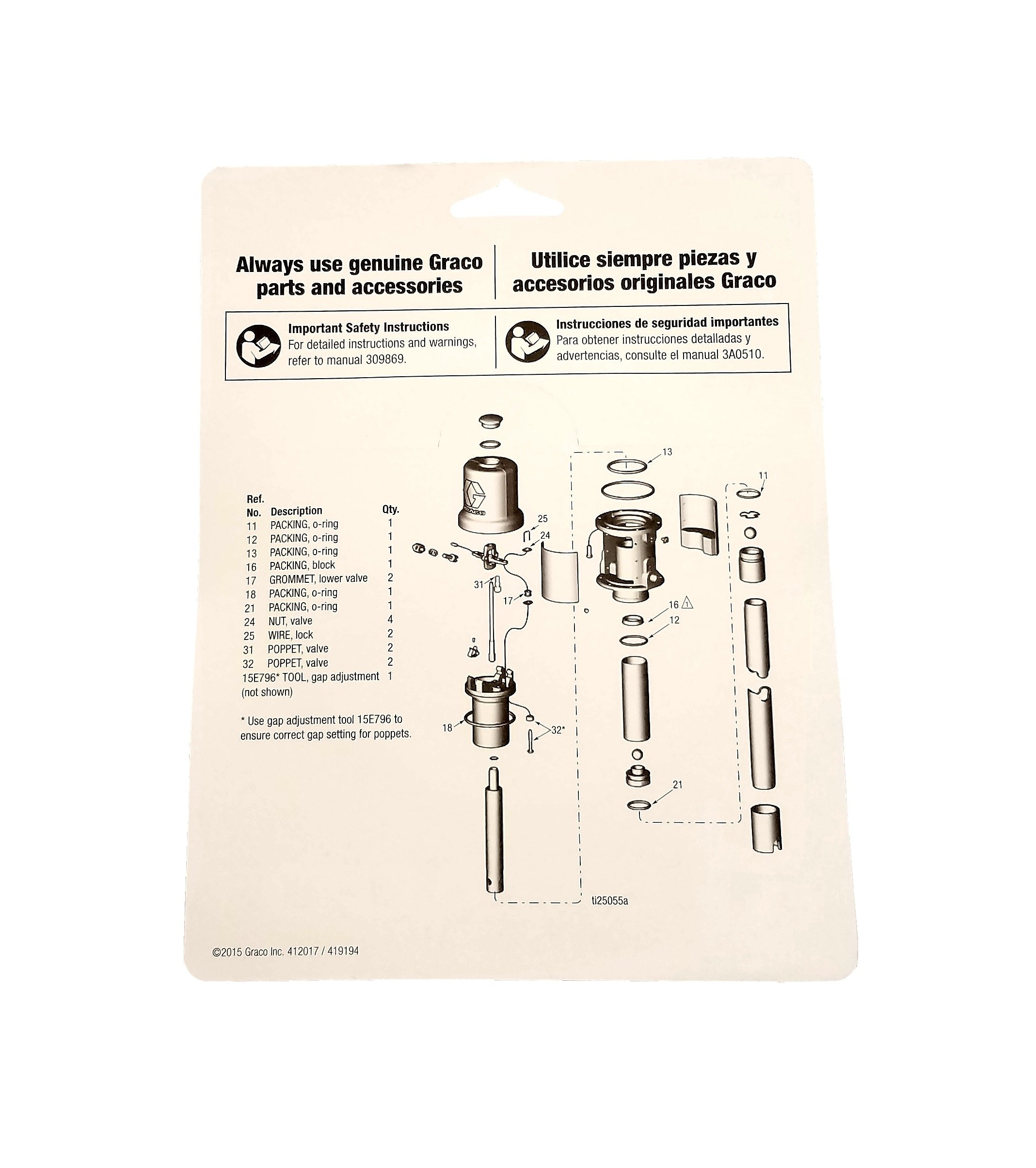 Graco 246-918 Repair Kit for 3:1 Ratio Fire Ball 225 Oil Pumps - Replacement Parts for Industrial Spray Equipment | Perfect for Maintenance & Professional Use