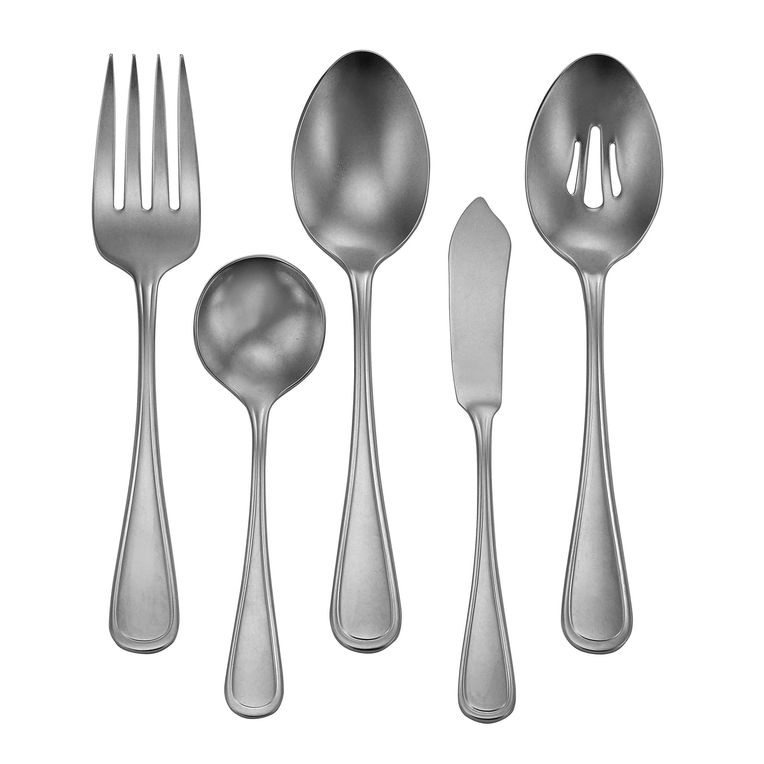 Liberty Tabletop 45-Piece Stainless Steel Flatware Set - Industrial Rim Design, Service for 8, Includes Knives, Forks & Spoons - Made in USA - Perfect for Restaurants, Weddings & Dinner Parties