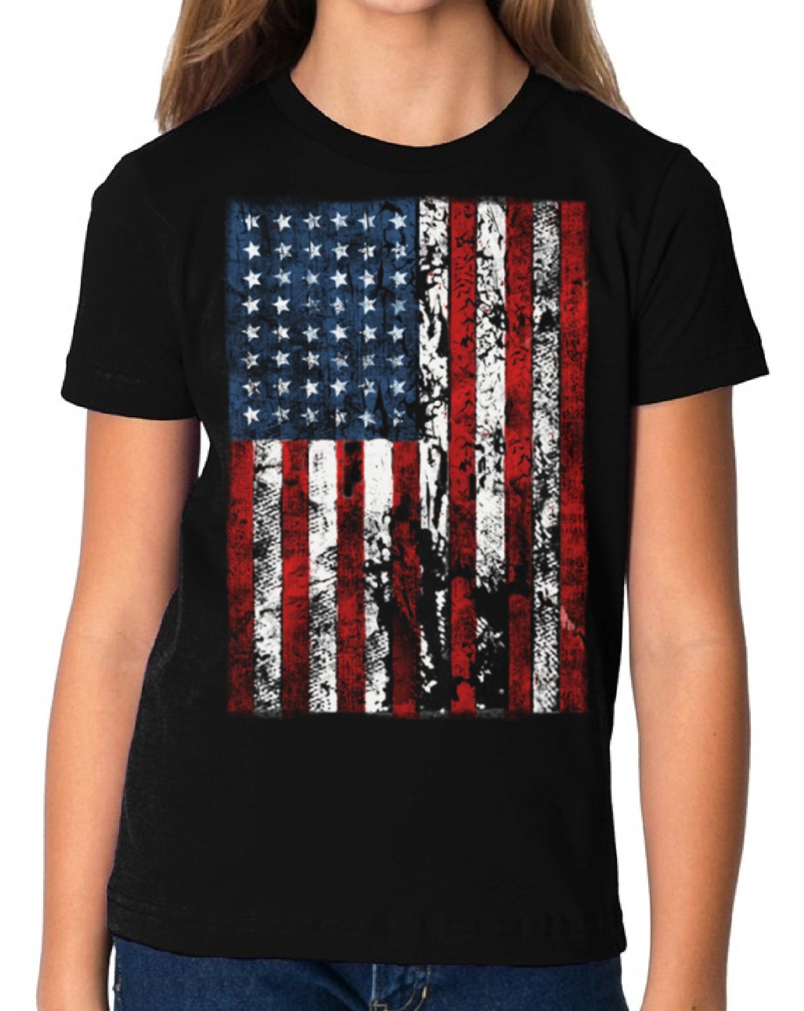 Distressed American Flag Youth Shirt - Patriotic USA Tee for Kids, Boys & Girls - Perfect 4th of July Gift, Independence Day Outfit for School & Summer Activities