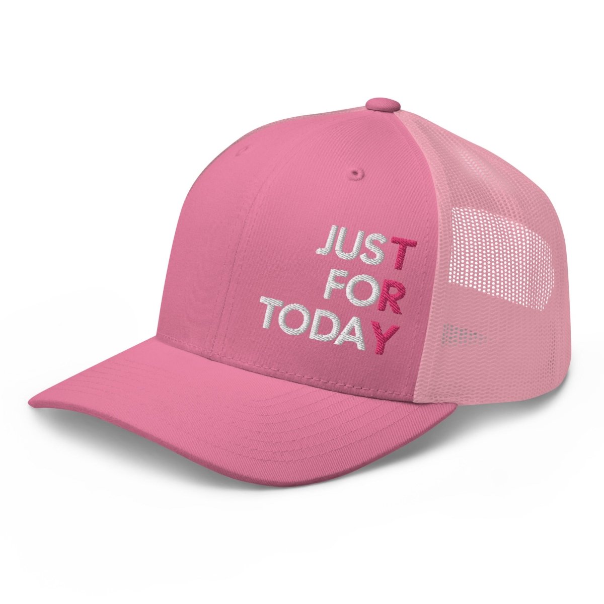 Just for Today Embroidered Trucker Hat - Adjustable Snapback Pink Baseball Cap for Women & Men | Perfect for Outdoor Activities, Sports & Casual Wear