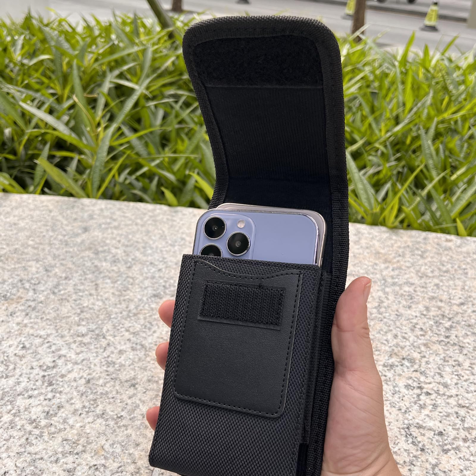 Vertical Dual Phone Holster Pouch with Belt Clip - 2 Phone Holder Case for iPhone 16/15/14/13/12/11 Pro Max & Samsung Galaxy A35/A55/S24/S23 Ultra Plus - Black - Perfect for Work, Travel & Outdoor Activities