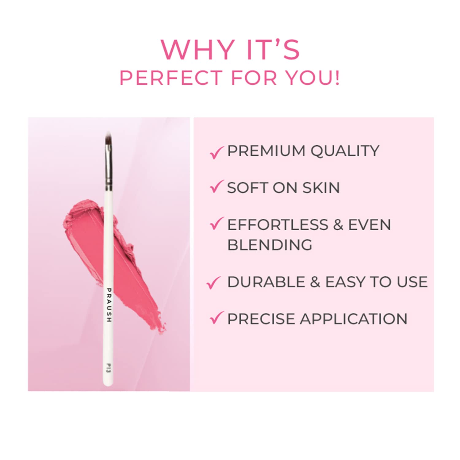 Praush P13 Professional Lip Brush for Precise Makeup Application - Perfect for Lipstick, Lip Gloss & Liquid Lipstick - Ideal for Makeup Artists & Beauty Enthusiasts