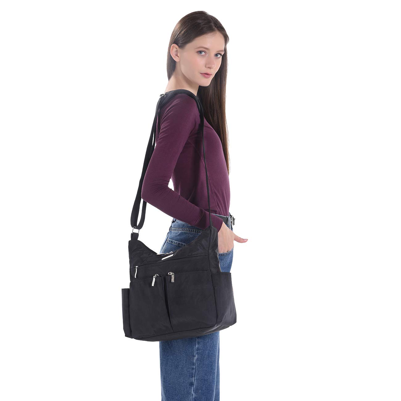MHCNLL RFID Anti-Theft Crossbody Purse for Women - Lightweight Waterproof Nylon Shoulder Bag - Perfect for Travel, Shopping & Daily Commute