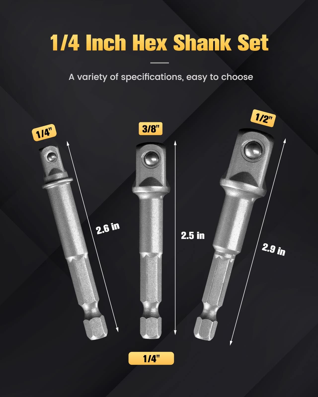 BOEN 3-Piece Impact Grade Socket Adapter Set - 1/4