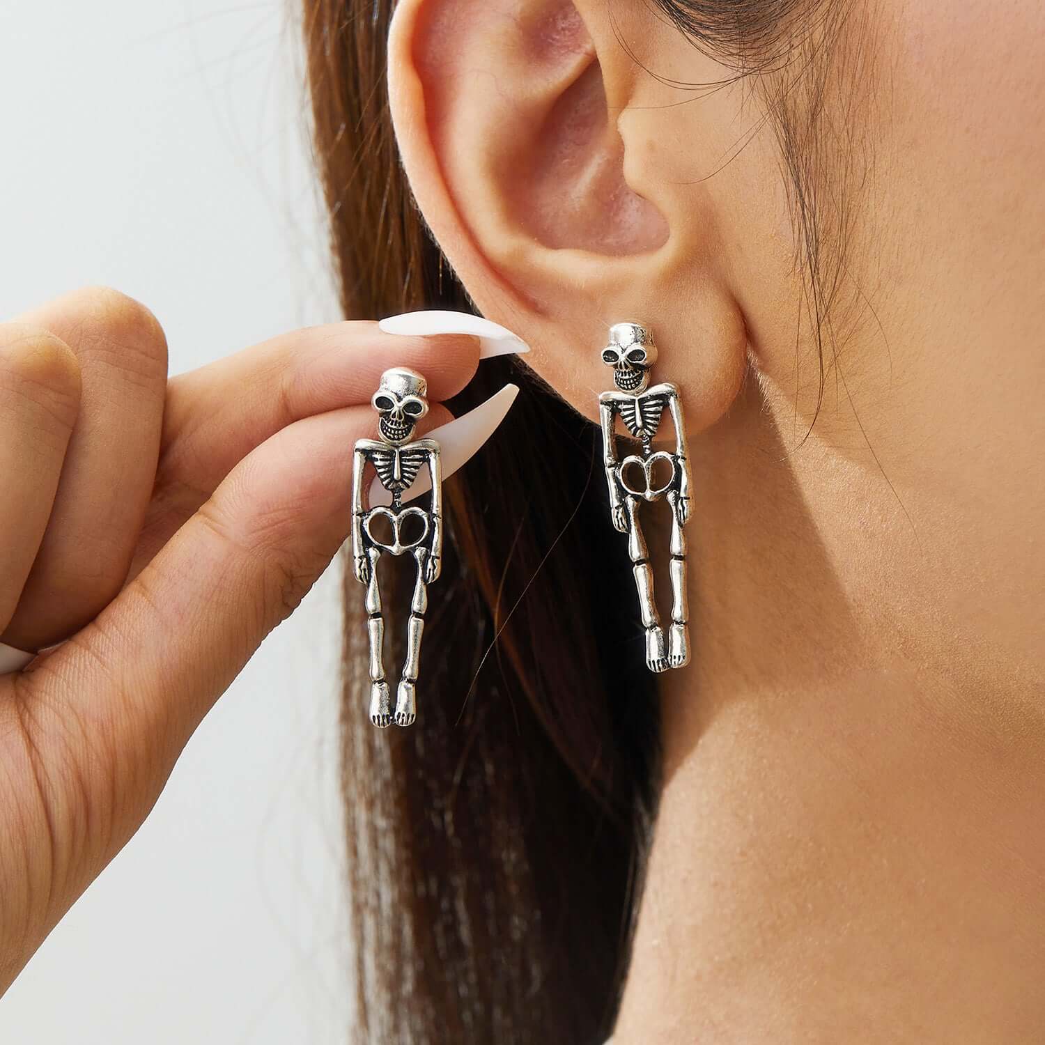 3 Ways Skull Skeleton Ear Jacket Earrings Stud | YM5089 - Gothic Punk Jewelry for Women, Men - Perfect for Halloween, Concerts & Alternative Fashion