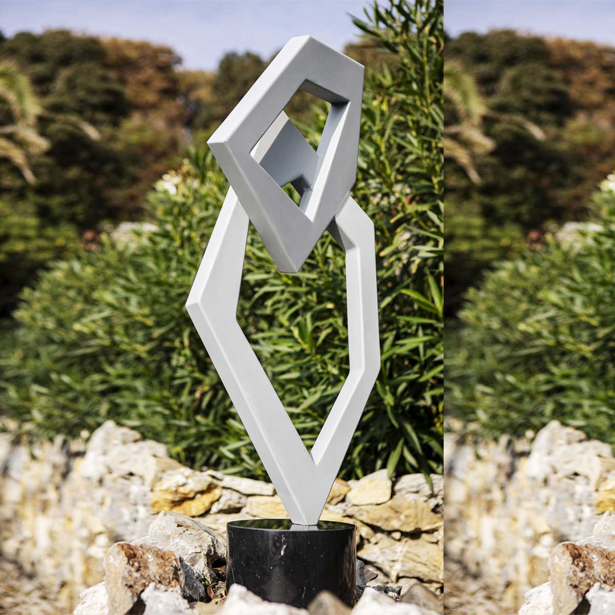 Modern Geometric Grey Aluminum Sculpture - 18