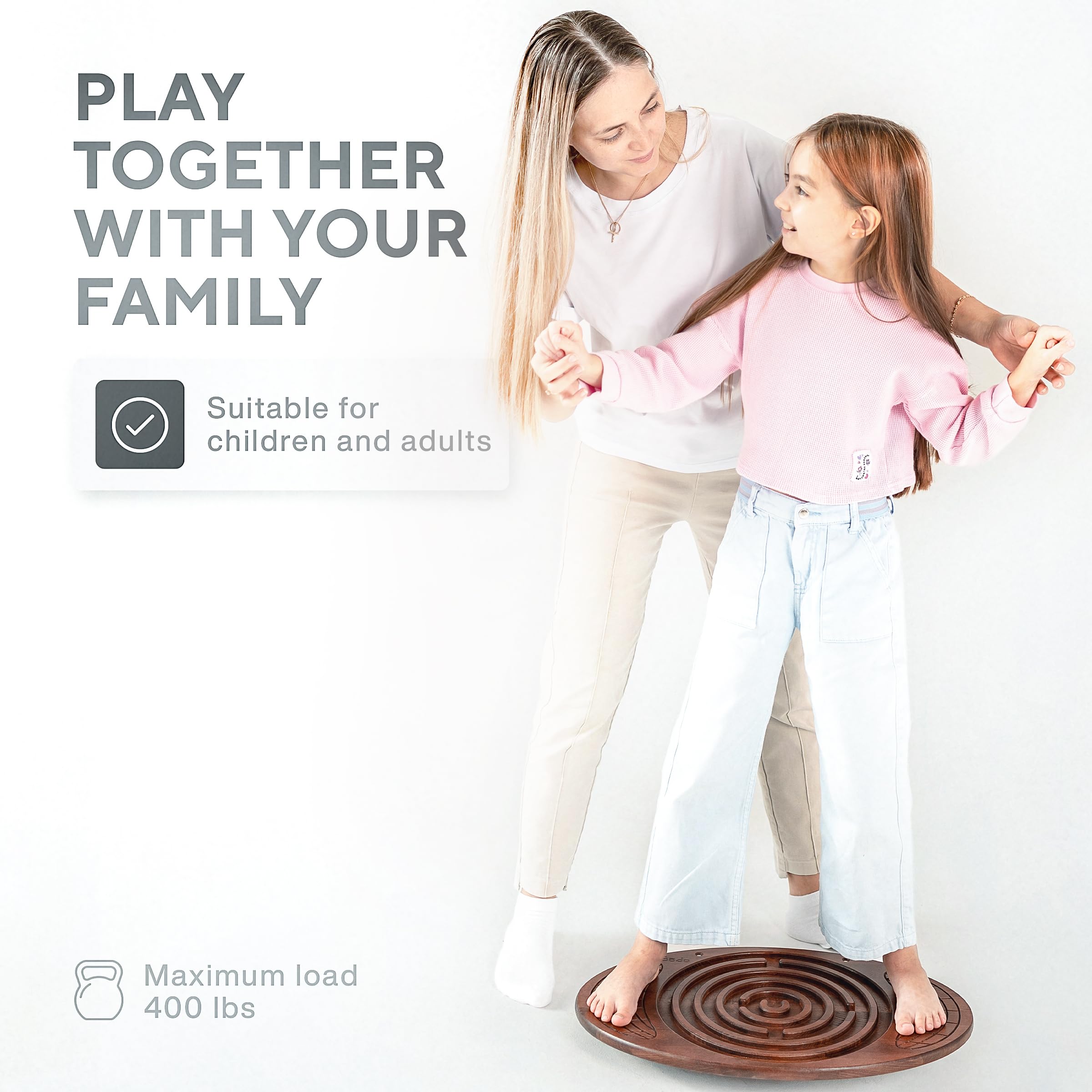 Bodo Maze Balance Board - Wooden Wobble Board for Kids, Teens & Adults - Exercise, Physical Therapy & Fitness Training - Improves Balance for Skiing, Surfing, Snowboarding & Skateboarding - Fun Labyrinth Game for Indoor/Outdoor Use